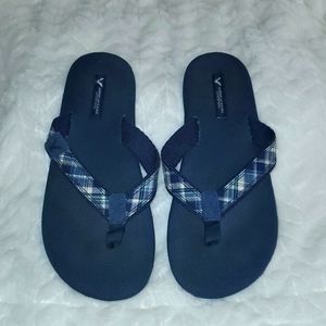 Never worn blue American Eagle flip-flops.